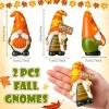 2 Pcs Fall Gnome Decoration Mini Autumn Gnomes Stripes Resin Fall Decorations for Harvest Thanksgiving Day Home Office Tiered Tray Table Decor - 2 of 4