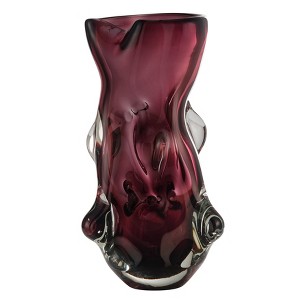 Sylvan Nodular Avant-Garde Sculpted Glass Grape Burgundy Purple Tabletop Vase - 1 of 4