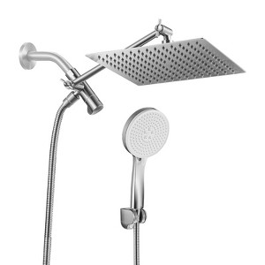 Cobbe Adjustable 10" High Pressure Dual Shower Head with 5-Spray Handheld Shower - 1 of 4