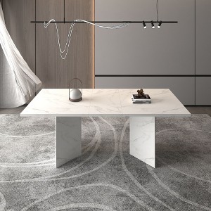 PAGED Extendable Dining Table for 6/10 Person, Wooden Kitchen Table with Sturdy Pedestal Base for Living Room, Dining Room, 62.99" to 78.74" - 1 of 4