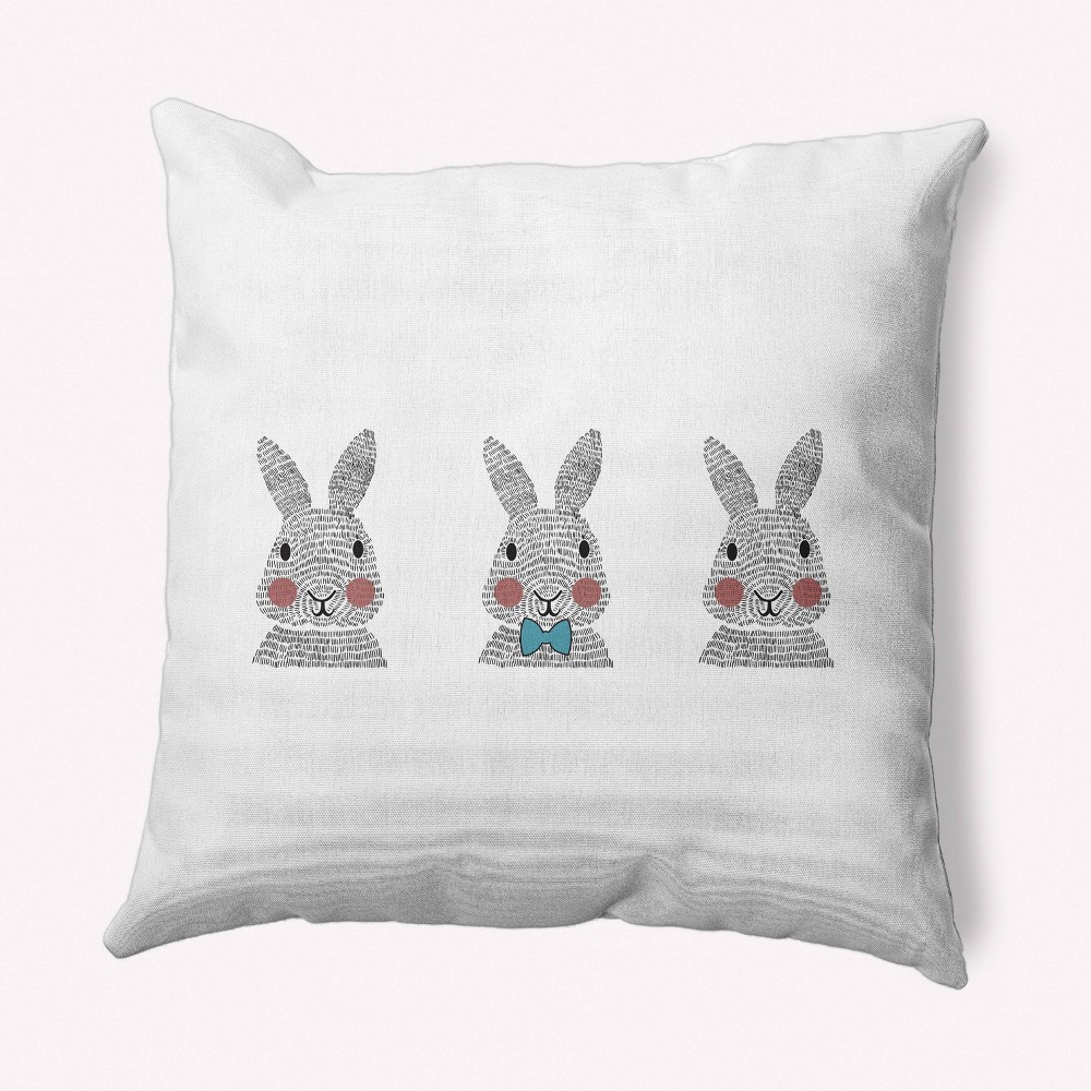 Photos - Pillow 16"x16" Bunny Triplets Easter Square Throw  Blue - e by design