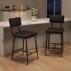 Bar Stools Set of 2, Upholstered Counter Height Bar Stools w/Backrest and Footrest, Tall Bar Chairs w/Thick Cushion & Thickened - 3 of 4