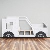 Twin Size Classic Car-Shaped Platform Bed with Wheels, Pine Wood & MDF Frame, White Kids Bed, No Box Spring Needed - 2 of 4