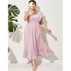 Womens Plus Size Casual Sleeveless Maxi Dress Ruffle Sleeve A Line Swing Summer Maxi Dress with Pockets - 4 of 4