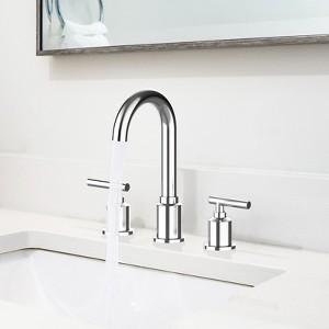 8 Inch Faucet, Modern 3-Hole Sink Faucet with Stainless Steel Pop-Up Drain, 360° Swivel Spout, Elegant Chrome Finish - 1 of 4