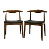 Set of 2 Sonore Solid Wood Mid Century Style Accent Chair Dining Chair Brown - Baxton Studio: Walnut Finish, Faux Leather, Non-Mar Feet - 2 of 4