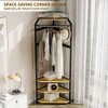 3-in-1 Corner Coat Rack with Shoe Bench & Storage Shelf, 6 Double Hooks & Hanging Rod, Tall Entryway Organizer for Hallway, Bedroom, Living Room - 3 of 4