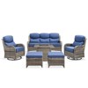 Buenhomino 7 Pieces Patio Furniture Sets with Fire Pit Table, Wicker High Back Outdoor Swivel Rocking Chairs Set with 3-Seat Couch, Ottomans and Table - 2 of 4