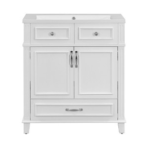 YOOCOZZ Wooden Retro Bathroom Vanity with Ceramic Sink, Storage Cabinet and Drawers - 1 of 4