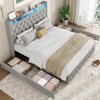 Queen/King Bed Frame with Headboard, Platform Velvet Upholstered Bed Frame with 4 Storage Drawers, USB Charging Station, Led Lights - 4 of 4