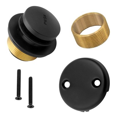 Universal Gold and Black Brass Bathtub Drain Kit with Overflow Plate