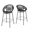 42''H Outdoor Armless Height Bar Stools Set of 2,Wicker Patio Barstool with Footrest,Metal Woven Back Bar Chairs for Garden,Balcony-Coolbibila - 2 of 4