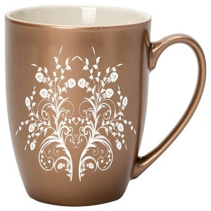 Elanze Designs Damask Floral Mirror Bronze 10 ounce New Bone China Coffee Cup Mug - 1 of 1