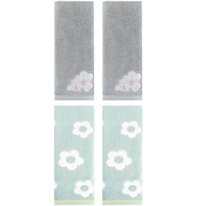 REGALWOVEN 4 Pcs Cute Floral Pattern Cotton Bathroom Soft Absorbent Hand Towel - 1 of 4