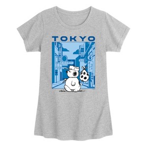 Girls' - Peanuts - Olaf Tokyo Street Fitted Short Sleeve Graphic T-Shirt - 1 of 4