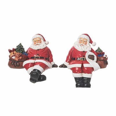 Transpac Resin Santa Shelf Sitter Set of 2 Christmas Figurines Multicolored Tabletop Decor for Indoor Use