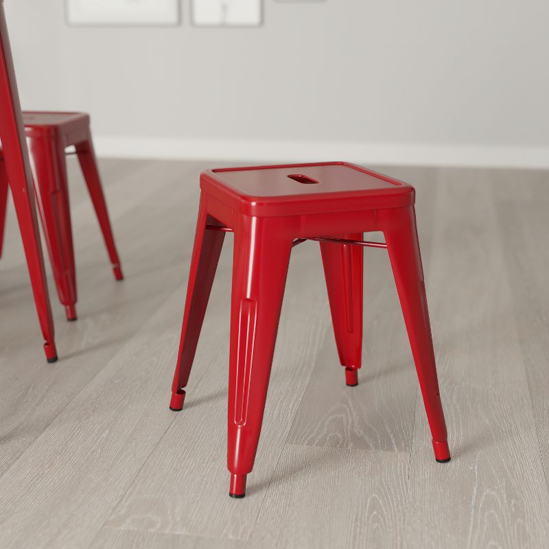 Merrick Lane Set of 4 Sloane 18" High Backless Stacking Dining Stools with Durable Metal Frame, 3 of 12