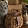 Slickblue Small Handmade Wicker Fishing Creel Basket, Faux Leather Handle and Strap, Rustic Outdoor Accessory, 7.5 Inch - 3 of 3