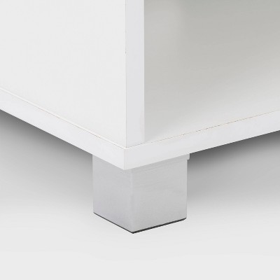 Modern White and Silver 78" TV Stand with Open Shelving