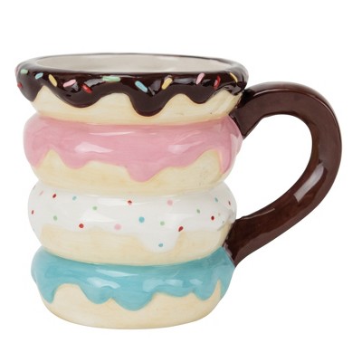 Boston Warehouse Figural Fun Donut Stack Earthenware 18 Ounce  Mug