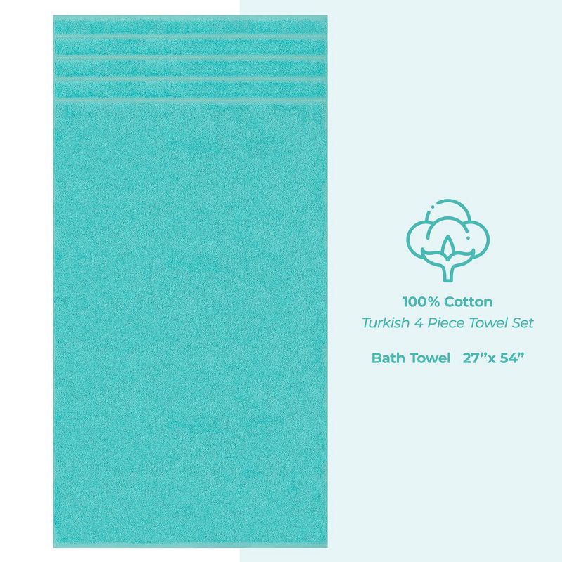 American Soft Linen 100% Cotton 4 Piece Luxury Bath Towel Set, 27x54 inches Soft Quick Dry Bath Towels for Bathroom, 4 of 10