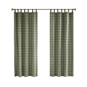 Gracie Mills Brianna Rustic Plaid Faux Leather Tab Top Curtain Panel - 1 of 4