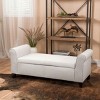 Fabric Upholstered Storage Ottoman,Modern Multifunctional Shoe Bench,Armchair Rolled Arms Foot Rest With Storage-Cuddlewood - 2 of 4