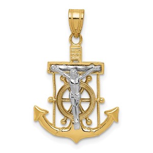Black Bow Jewelry 14k Two Tone Gold Diamond-cut Mariner's Crucifix Cross Pendant - 1 of 4