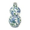 HomeRoots 13" White Blue And Green Chinoiserie Porcelain Wavy Gourd Table Vase - 4 of 4