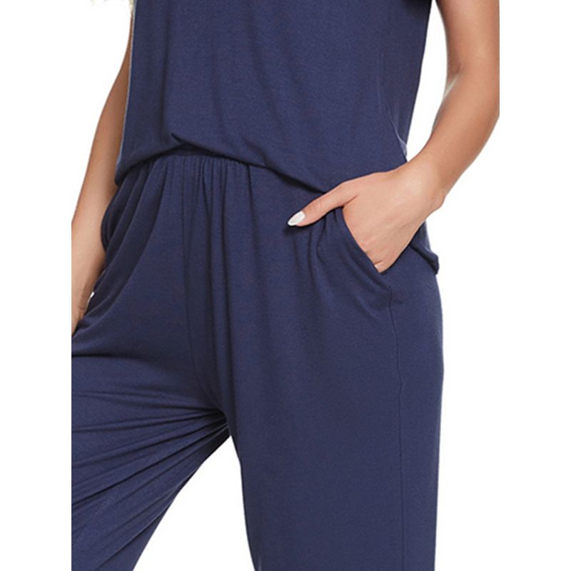 cheibear Womens Sleepwear V-Neck with Lace Nightwear with Pants Loungewear Pajama Set, 5 of 6
