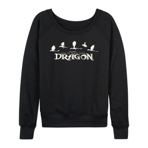 Women's - How To Train Your Dragon - Dragons Lightweight French Terry Wide Neck Long Sleeve Shirt - 1 of 4