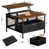 WOWLIVE Lift Top Coffee Table, Square Coffee Table Metal Wood, Farmhouse Lift Up Coffee Tables Cocktail Table with Storage - 2 of 4