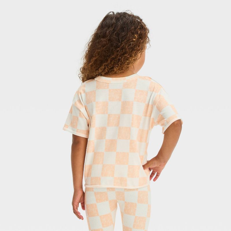 Grayson Mini Toddler Girls' Jersey Knit Checkerboard Printed T-Shirt - Orange, 2 of 5