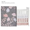 Lambs & Ivy Petals Gray/Pink Sateen Cotton Floral 3-Piece Baby Crib Bedding Set - 2 of 4