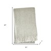 HomeRoots 51" X 67" Beige Cotton Woven Herringbone Throw Blanket with Fringe - 3 of 4