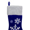 Northlight 22.25" Blue and White Velveteen Embroidered Christmas Stocking - 3 of 4
