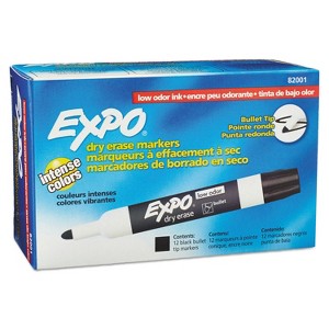 EXPO Low Odor Dry Erase Marker Bullet Tip Black Dozen 82001 - 1 of 4