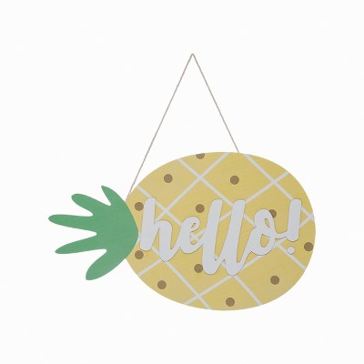 Transpac Wood 21 in. Multicolor Summer Dimensional Pineapple Decor