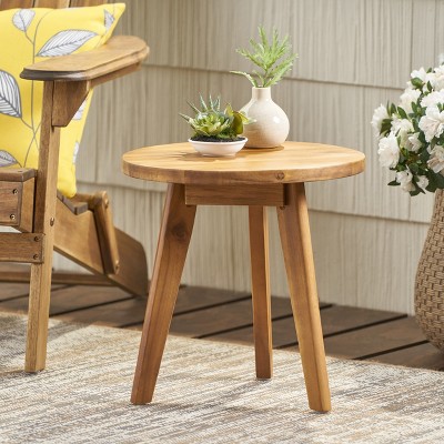 Gino Natural Finish Round Acacia Wood Side Table