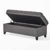 Kumasinova 50" Wide Tufted Storage Ottoman, Upholstered Ottoman with Storage, Rectangle Storage Bench with Hinged Lid, Espresso Wood Frame, Foot Stool - 4 of 4