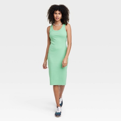 Women's Ribbed T-shirt Dress - Universal Thread™ Green Xl : Target