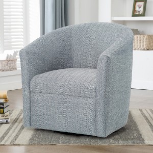 Fabric Swivel Accent Chair with Dacron-Wrapped Cushion, Wrap-Around Seat, and 360-Degree Swivel - 1 of 4