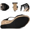 BLISSFUL STEP Women's Open Toe Platform Lace Wedge Heel Sandals - 3 of 3