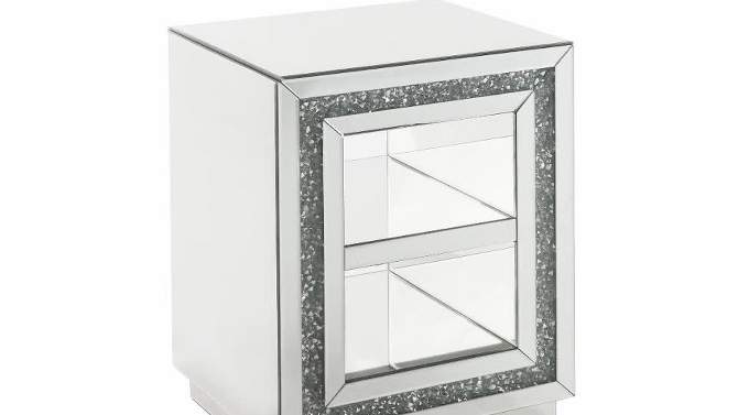 18&#34; Noralie Mirrored Accent Table Faux Diamonds - Acme Furniture, 2 of 9, play video