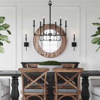 Transitional Black Iron 6-Light Chandelier with Incandescent Glow