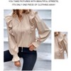 Women's Ruffle Long Sleeve Shirt Tie Front V Neck Casual Fall Blouse Tops Loose Fit Cute Tops - 4 of 4