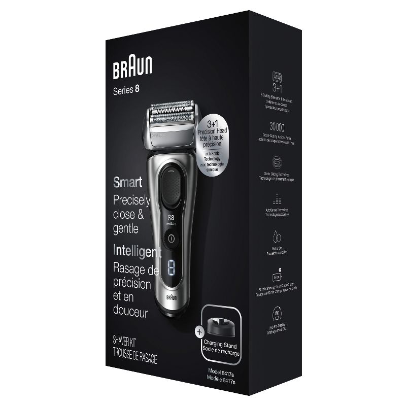 Braun Series 8-8417s Men&#39;s Electric Foil Shaver with Precision Beard Trimmer &#38; Charging Stand, 3 of 10