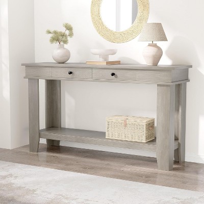 54Inch Long Console Table, Wooden Entryway Table with 2 Drawers & Open Storage Shelf, Entry Foyer Table for Entryway, Hallway, Living Room