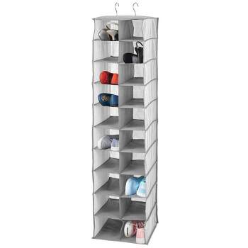 mDesign Large 20 Shelf Fabric Over Rod Closet Hanging Storage Unit - Gray