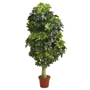 Nearly Natural 5-ft Schefflera Artificial Tree (Real Touch) - 1 of 3